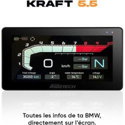Kraft 5.5 Système Intelligent pour Motos BMW, Écran 5,5 Pouces, CarPlay/Android Auto, Navigation GPS Waze/Maps, Plug & Play, Con