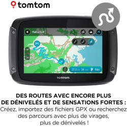 TomTom GPS Moto RIDER 500 - 4, 3 pouces, Cartographie Europe, TomTom Traffic, Alertes des zones de Danger, Appel Mains-Libres