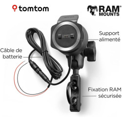 TomTom GPS Moto RIDER 500 - 4, 3 pouces, Cartographie Europe, TomTom Traffic, Alertes des zones de Danger, Appel Mains-Libres