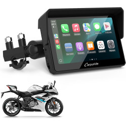 Carpuride w502 écran moto 5" gps avec carplay sans fil & android auto - écran tactile ips étanche ip67, double bleutooth, naviga
