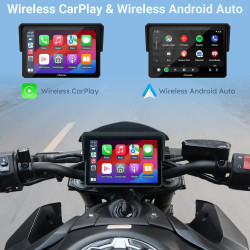 Carpuride w502 écran moto 5" gps avec carplay sans fil & android auto - écran tactile ips étanche ip67, double bleutooth, naviga