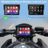 Carpuride w502 écran moto 5" gps avec carplay sans fil & android auto - écran tactile ips étanche ip67, double bleutooth, naviga