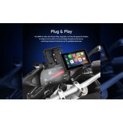 Écran 5" sans Fil CarPlay & Android Auto pour Moto BMW, Plug & Play sur Support de Navigation d'origine, Compatible R1250GS R120