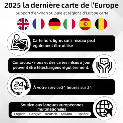 GPS Voiture, Carte de l'europe 2025, 7 Pouces/18CM, Navigation Hors Ligne, Mises à Jour Gratuites, Voix Réelles, Alerte Vitesse 
