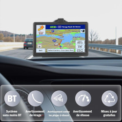 Riloer GPS Poids Lourds GPS Voiture 7 Pouces 2025 avec Cartes Europe à Vie Navigation Intelligente, Alerte Radar, Écran HD, Émet