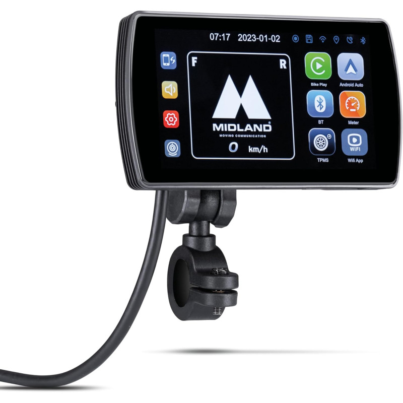 Midland - bikeplay pro, accessoires moto bleutooth - navigateur moto écran miroring tactile 5,5" compatible avec android auto et