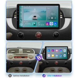 hizpo 9 pouces écran tactile Autoradio compatible avec Fiat 500 2007-2014 avec Carplay/Android Auto 4-core UPC 2+32GB DAB Adapta