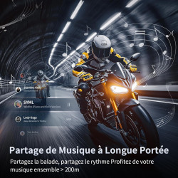 Fodsports t5 intercom moto bleutooth 5.4 avec assistant vocal en 9 langues, système de communication moto avec partage de musiqu