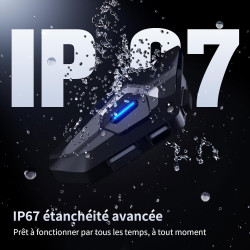 Fodsports t5 intercom moto bleutooth 5.4 avec assistant vocal en 9 langues, système de communication moto avec partage de musiqu