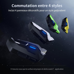 Fodsports t5 intercom moto bleutooth 5.4 avec assistant vocal en 9 langues, système de communication moto avec partage de musiqu