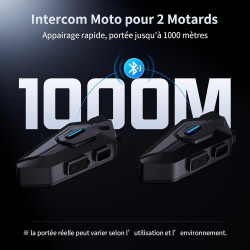 Fodsports t5 intercom moto bleutooth 5.4 avec assistant vocal en 9 langues, système de communication moto avec partage de musiqu