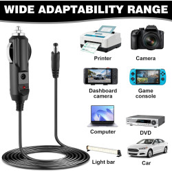 Chargeur Auto 12V 2A avec 8 Embouts Interchangeables Alimentation DC Allume Cigare 24W pour DVD GPS Caméra Tablette Haut-Parleur