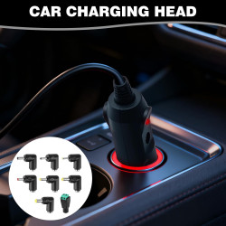 Chargeur Auto 12V 2A avec 8 Embouts Interchangeables Alimentation DC Allume Cigare 24W pour DVD GPS Caméra Tablette Haut-Parleur