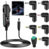 Chargeur Auto 12V 2A avec 8 Embouts Interchangeables Alimentation DC Allume Cigare 24W pour DVD GPS Caméra Tablette Haut-Parleur