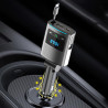 Adaptateur bleutooth 5.3 80,5 w pour voiture, allume-cigare 3 en 1, émetteur usb & fm, avec câble rétractable de type c de 1 m, 