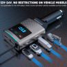 Adaptateur bleutooth 5.3 80,5 w pour voiture, allume-cigare 3 en 1, émetteur usb & fm, avec câble rétractable de type c de 1 m, 