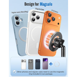 Support de téléphone pour voiture compatible avec MagSafe, rotation à 360° et bras extensible rapide, support de téléphone pour 