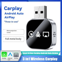 Adaptateur Carplay sans Fil, Smart Carplay, Airplay, Android Auto, Clé USB, Filaire, Carplay vers Plug and Play sans Fil