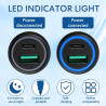 30W Chargeur USB Moto DIN Hella vers Type C PD & QC 3.0, Adaptateur Prise USB Moto Etanche 12V/24V en Aluminium avec LED, Allume