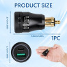 30W Chargeur USB Moto DIN Hella vers Type C PD & QC 3.0, Adaptateur Prise USB Moto Etanche 12V/24V en Aluminium avec LED, Allume