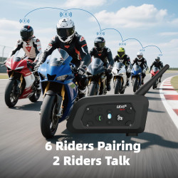 Ejeas v6 pro + casque de moto bleutooth 5.1, version améliorée v6 pro, équipé d'une interface de type c (lot de 2)