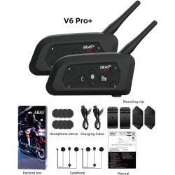 Ejeas v6 pro + casque de moto bleutooth 5.1, version améliorée v6 pro, équipé d'une interface de type c (lot de 2)
