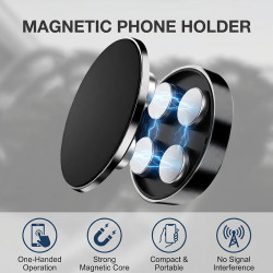 2 Pièces Support Telephone Voiture Aimanté Support Téléphone Magnétique Rond Voiture avec Plaques Métalliques, Universel Auto Co