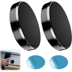 2 Pièces Support Telephone Voiture Aimanté Support Téléphone Magnétique Rond Voiture avec Plaques Métalliques, Universel Auto Co