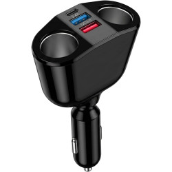 Double Allume Cigare USB C Prise Allume-Cigare Voiture avec 2 Ports USB, Prise USB C et Affichage LED, Chargeur USB Universel po