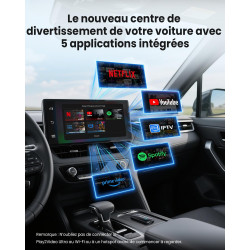 Ottocast play2video ultra, 3-en-1 boîtier ai pour netflix/youtube/prime video, adaptateur carplay sans fil & android auto avec c