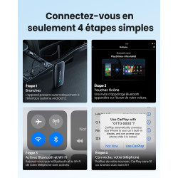 Ottocast play2video ultra, 3-en-1 boîtier ai pour netflix/youtube/prime video, adaptateur carplay sans fil & android auto avec c