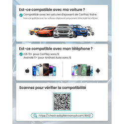 Ottocast play2video ultra, 3-en-1 boîtier ai pour netflix/youtube/prime video, adaptateur carplay sans fil & android auto avec c
