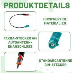 Adaptateur Antenne Autoradio FAKRA à DIN, Câble Rallonge 30cm, Connecteur Radio Voiture Universel pour Lecteur CD/Stéréo HD, Ada