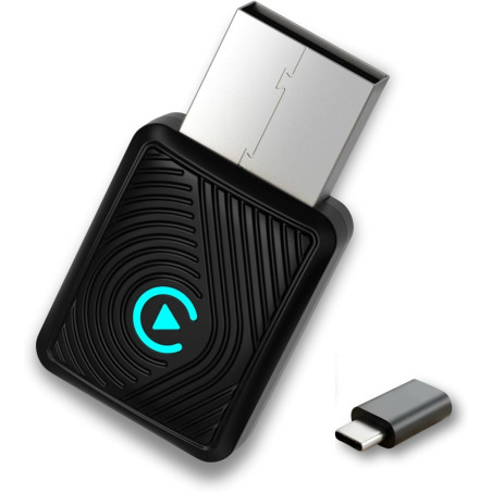 Adaptateur CarPlay sans Fil et Android Auto 2 en 1 - WiFi 6 5GHz Mini USB Convertit Câble en sans Fil - Plug & Play Connexion Ra