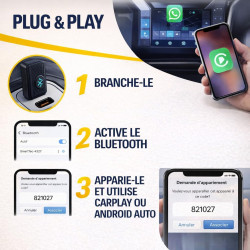 Adaptateur CarPlay sans Fil et Android Auto 2 en 1 - WiFi 6 5GHz Mini USB Convertit Câble en sans Fil - Plug & Play Connexion Ra