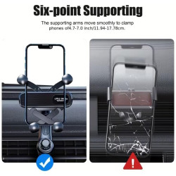 1 support de téléphone de voiture avec verrouillage stable, design anti-secousses – Poignée réglable pour grille d'aération, mat