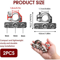 1 Paire Connecteur Batterie 12V Cosse Batterie Voiture Positive Négative Coupe Circuit à Loisir 3 Voies Sécurisées en Laiton à S