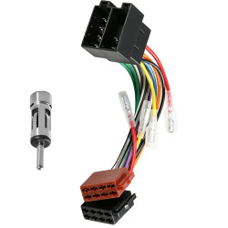 Adaptateur Autoradio ISO 16 Broches, Faisceau de Câblage Stéréo avec Connecteur Antenne DIN, Câble Adaptateur Voiture Universel 