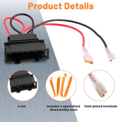 Lot de 4 Adaptateur Haut-Parleur Voiture 4 Broches avec 4 Outils de Démontage Compatible avec VW Golf 4 5 6 7 8, Passat, Polo, T