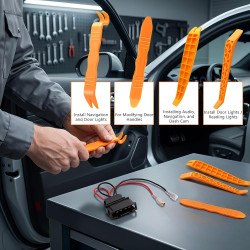 Lot de 4 Adaptateur Haut-Parleur Voiture 4 Broches avec 4 Outils de Démontage Compatible avec VW Golf 4 5 6 7 8, Passat, Polo, T
