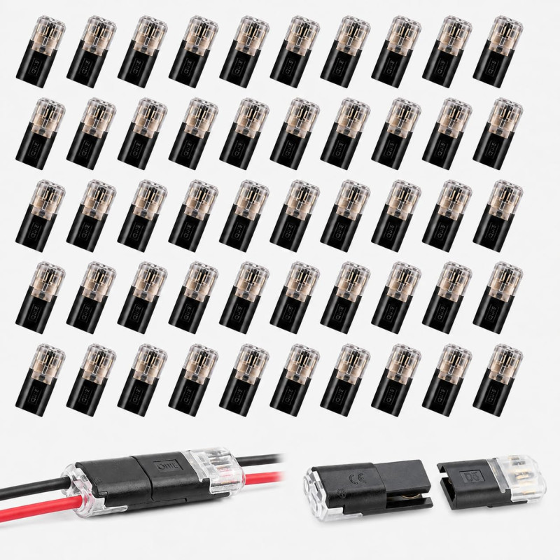 50 Pièces Connecteur Voiture étanche 2 Fils, Connecteur de Câble à 2 Broches 12V sans Dénudage, Connecteur Rapide Sans Soudure p