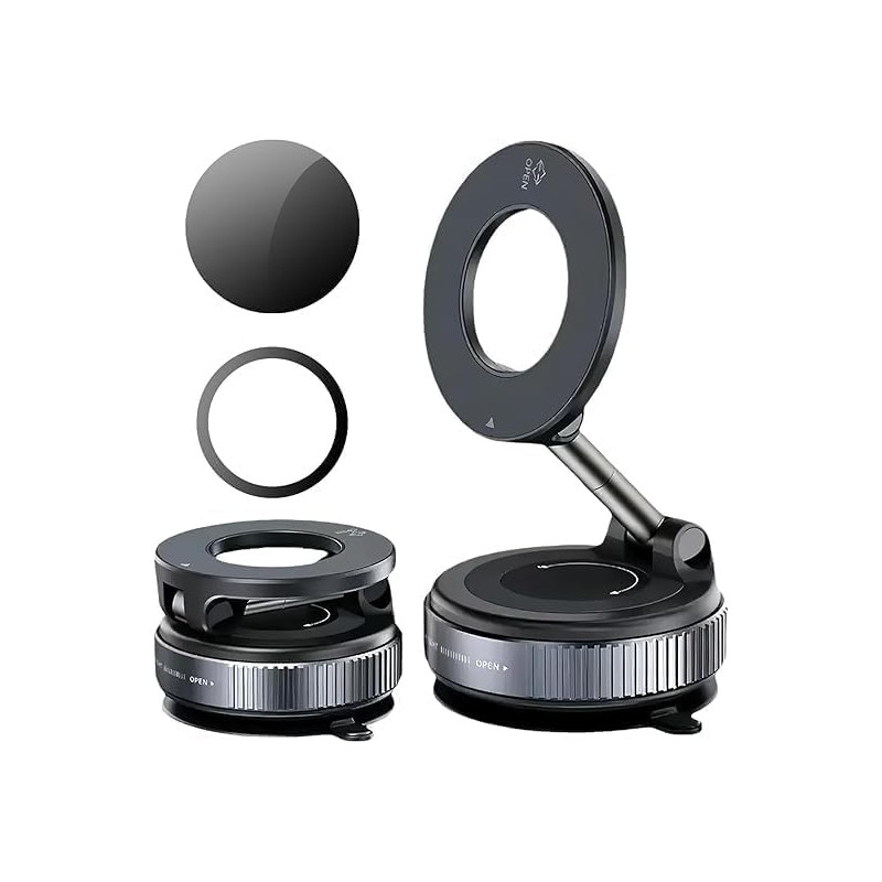 Support Telephone Voiture Magnetique Ventouse Support Téléphone Voiture Magnétique avec Rotation 360° et Bras Pliable, Accroche 