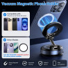 Support Telephone Voiture Magnetique Ventouse Support Téléphone Voiture Magnétique avec Rotation 360° et Bras Pliable, Accroche 
