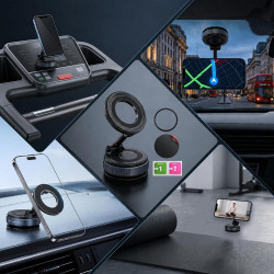 Support Telephone Voiture Magnetique Ventouse Support Téléphone Voiture Magnétique avec Rotation 360° et Bras Pliable, Accroche 