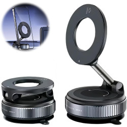 Support Telephone Voiture Magnetique Ventouse Support Téléphone Voiture Magnétique avec Rotation 360° et Bras Pliable, Accroche 
