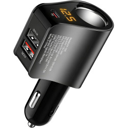 4 en 1 Chargeur Allume Cigare USB Cigare Charge PD 3W Rapide Chargeur Voiture KFZ Allume 80W 2 Ports USB-A 5V 3.1A/QC 3.0 Adapta