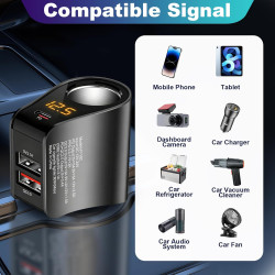 4 en 1 Chargeur Allume Cigare USB Cigare Charge PD 3W Rapide Chargeur Voiture KFZ Allume 80W 2 Ports USB-A 5V 3.1A/QC 3.0 Adapta