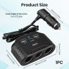 120W Prise Allume Cigare 12V/24V Chargeur Voiture Rapide avec 3 Prises et Ports USB C PD 3.0 & QC 3.0, Adaptateur Allume Cigare 