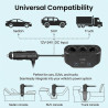 120W Prise Allume Cigare 12V/24V Chargeur Voiture Rapide avec 3 Prises et Ports USB C PD 3.0 & QC 3.0, Adaptateur Allume Cigare 
