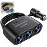 120W Prise Allume Cigare 12V/24V Chargeur Voiture Rapide avec 3 Prises et Ports USB C PD 3.0 & QC 3.0, Adaptateur Allume Cigare 